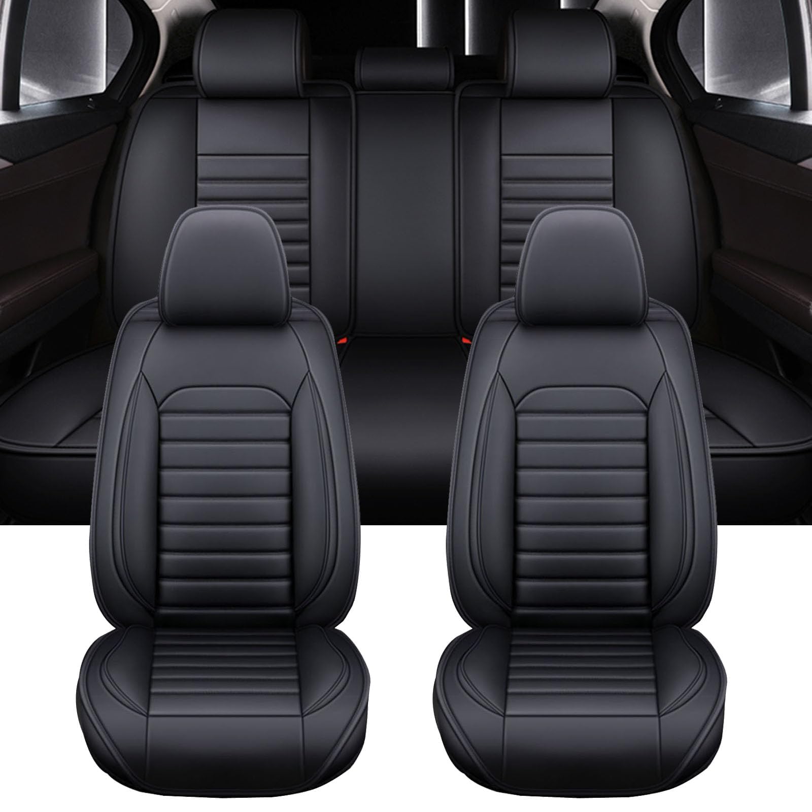 DZJD Leather Seat Covers For Toyota Highlander 2001-2025 (5 Seats) - Waterproof Car Seat Protectors | Beige Coffee - View #8