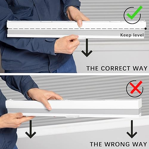 Miniatura 5 de Persilux Persianas celulares plisadas con filtro de luz para ventanas (gris nublado, 47 x 64 pulgadas), persianas enrollables sin cordón, para