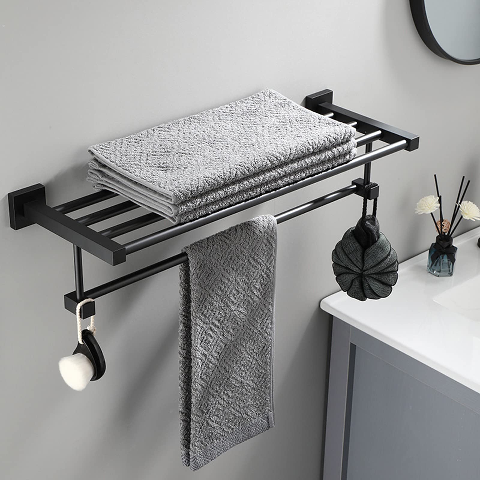 LYGXWJFC Toallero Soporte para Toallas de baño Accesorios de baño Soporte para Toallas de baño de Aluminio Cuadrado para baño/Soporte para Toallas de Cocina Perforación e instalación montada en la