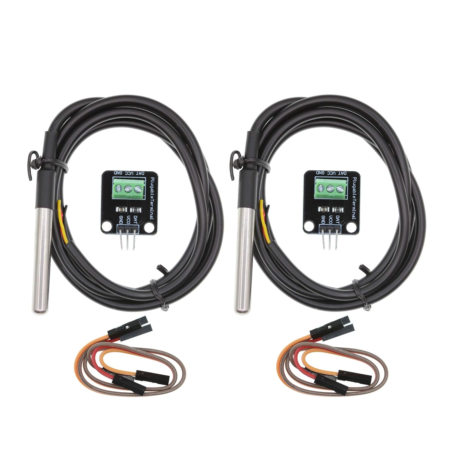 2PCS DS18B20 Temperature Sensor Module Kit Waterproof 100CM Digital ...