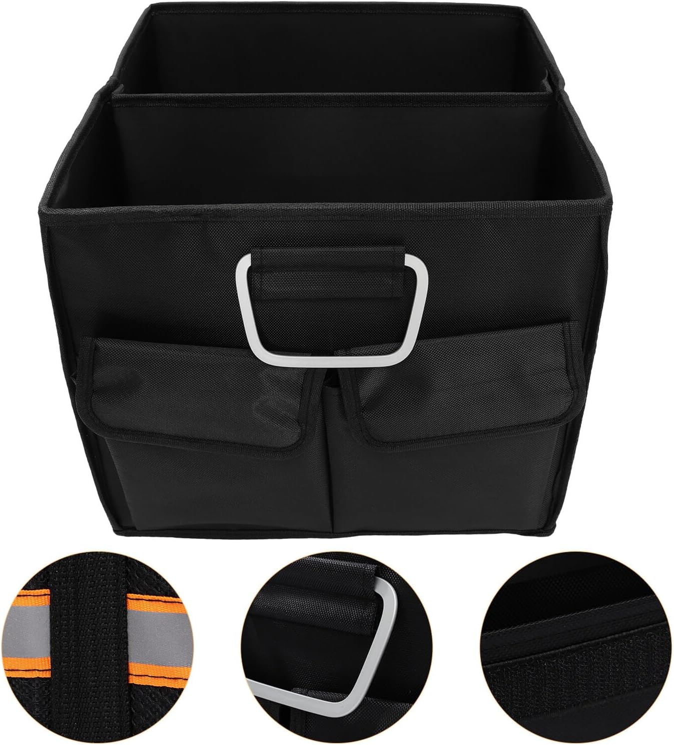 Cabilock Car Trunk Organizer Box Large Capacity Deep Black Open-top Foldable Storage Holder for Suv Sedan Vehicle Interior Accessories