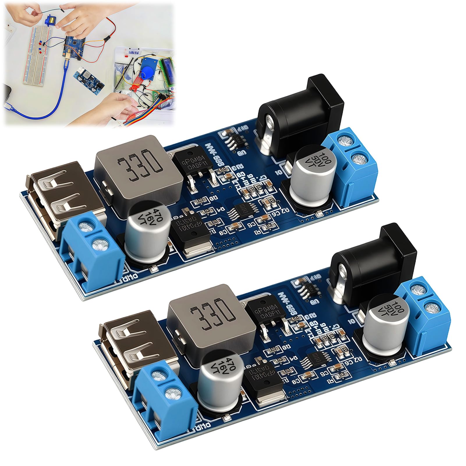 2Pack 24V/12V to 5V 5A Power Buck Converter 12V to 5V DC-DC Power Down Module Po