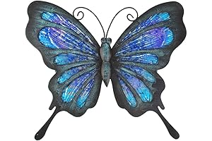 Colorful Metal Butterfly Wall Decor Outdoor Decorative Art with Iridescent Glass