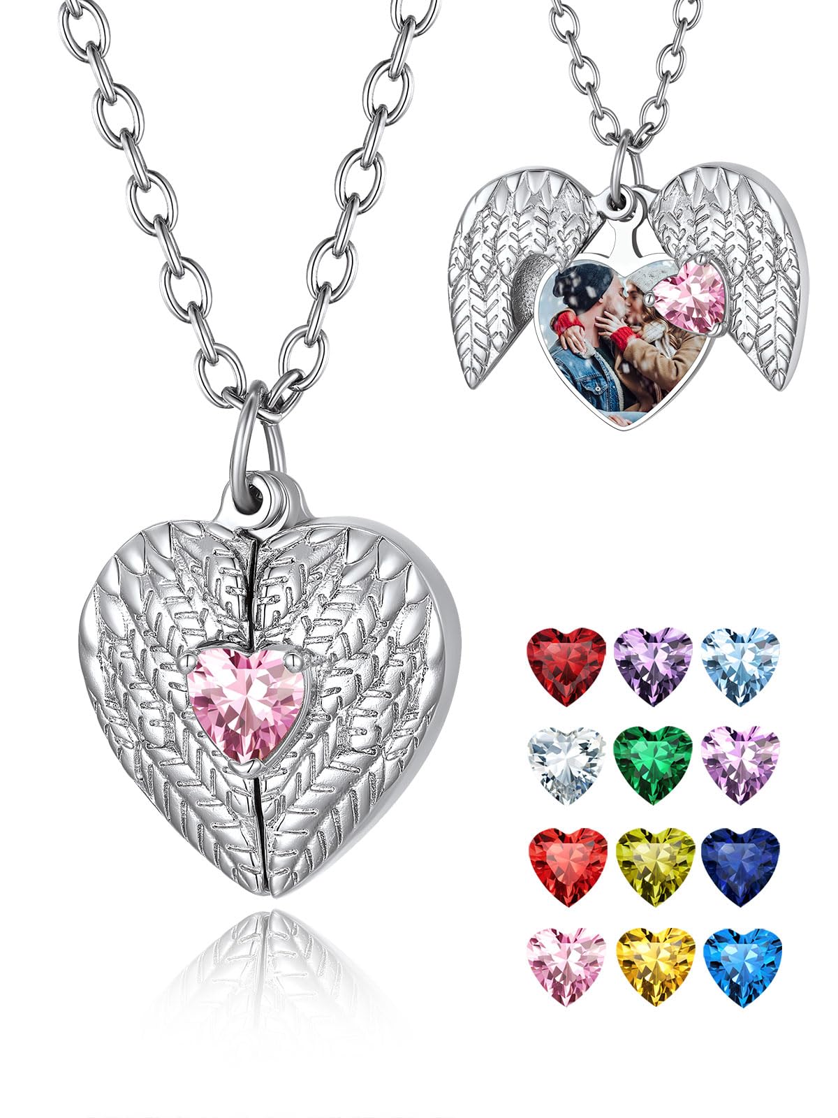 FindChic Locket Necklace for Women, Silver/Black/Rose Gold/Gold Plated Personalized Memorial Gifts, Custom Photo Jewelry for Loved Ones, Birthday