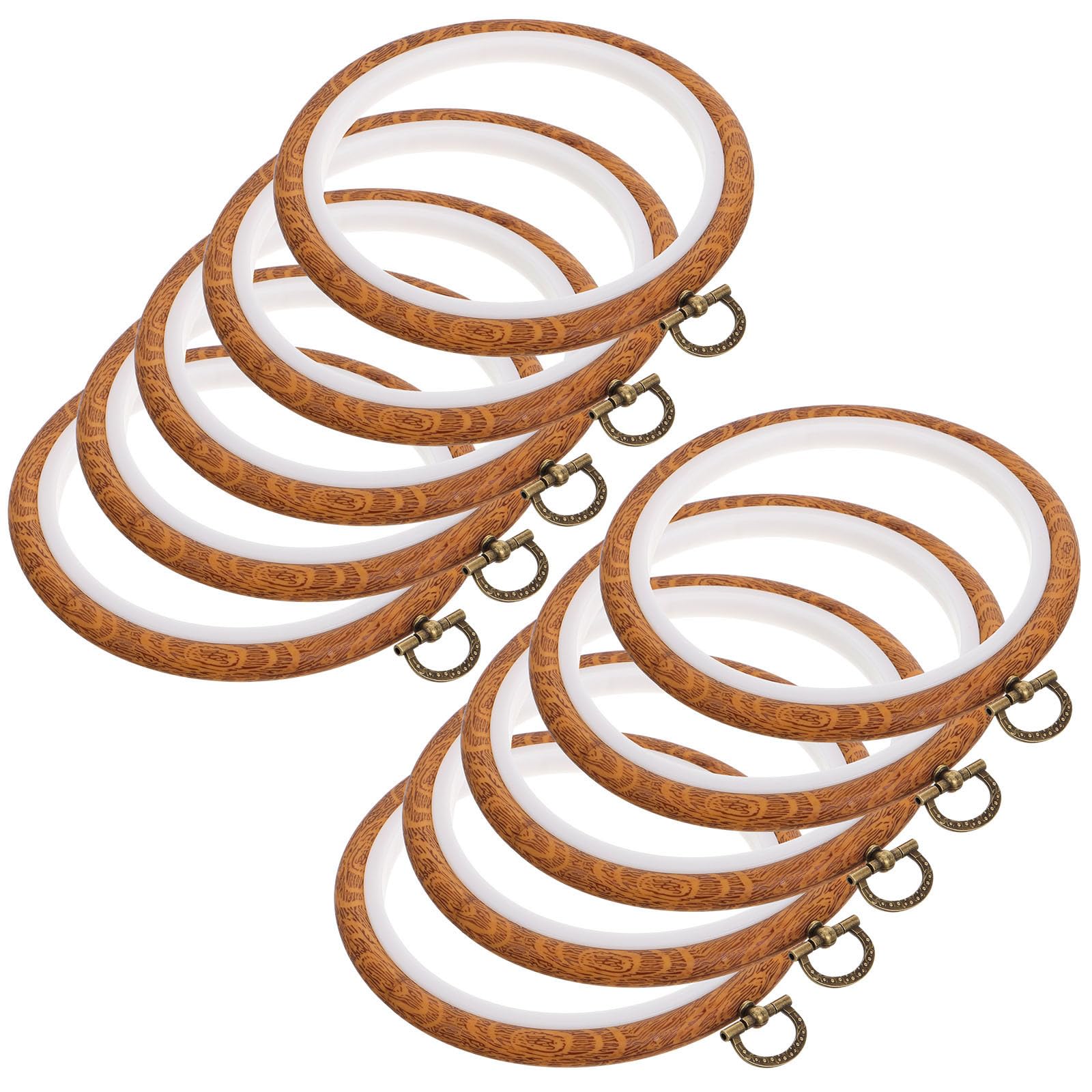 Abaodam 10 Piezas Aro de Bordado Circular de Plástico Pp y Aleación de Zinc, Resistente y Versátil para Manualidades y Exhibición de Bordados en Decoración del Hogar