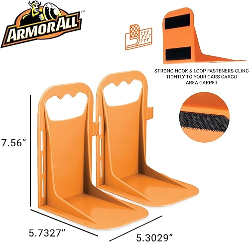 Miniatura 8 de Armor All Bloques de carga para maletero, paquete de 2 divisores de carga, bloques organizadores de maletero de gancho y bucle para mantener la
