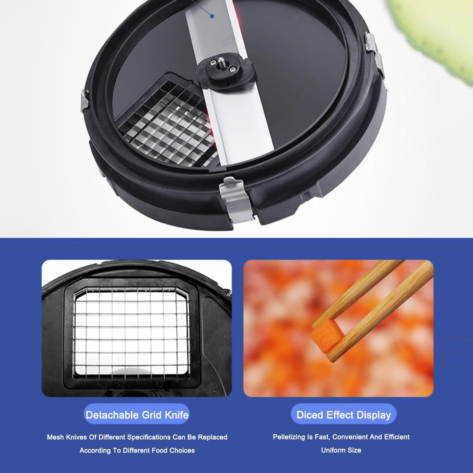 Mini procesador de alimentos, cortador de verduras en cubos eléctrico de 600 W con rejilla de 5 cubos, picadora de frutas y verduras de 5000 ml de capacidad, picadora de zanahoria/patata/cebolla