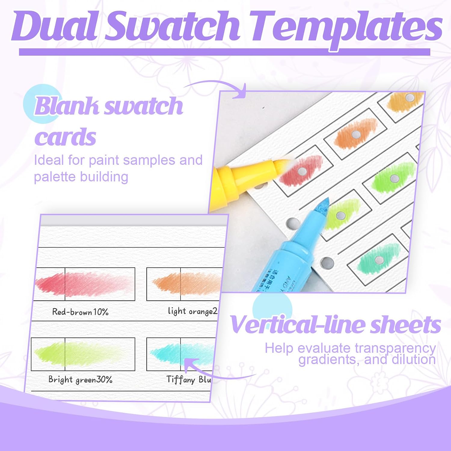 40 Sheets Painters Color Diary 3.2 X 4.7 Inch Color Swatch Binder Color Swatches Book Color Chart Template Cards Spiral-Bound for Markers & Colored Pencil Gouache Oil Pastels