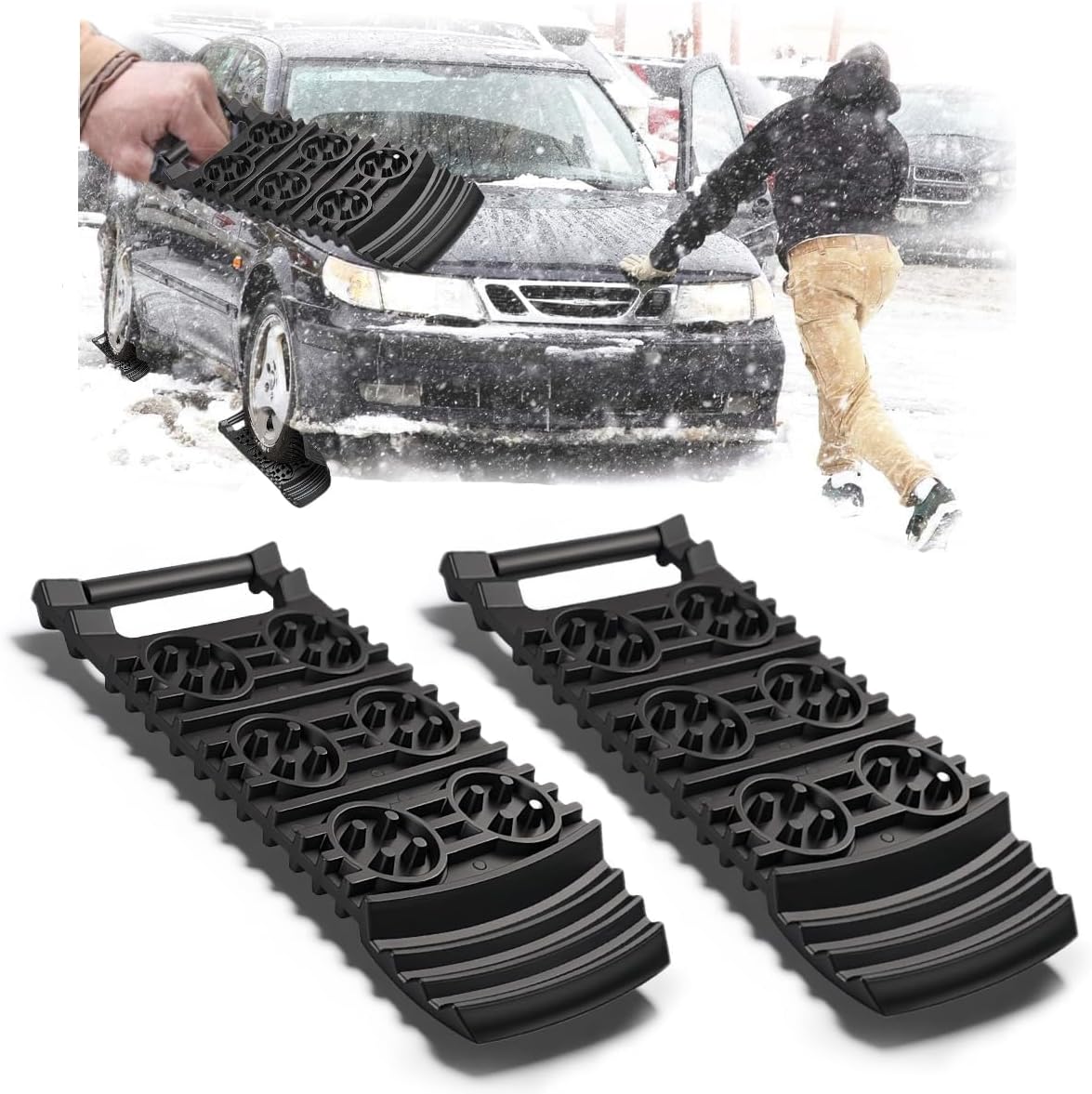 Recovery Traction Boards, Portable Off-Road Tire Traction Mats Emergency Recovery Tracks Anti-Slip Tire Grip Pads for Car Unstuck Vehicle from Mud Sand Snow Ice (1 Pack)