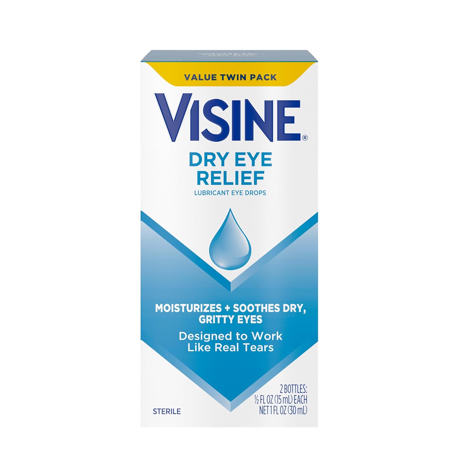 Visine Dry Eye Relief Lubricant Eye Drops to Moisturize and Soothe Irritated Gritty and Dry Eyes Designed to