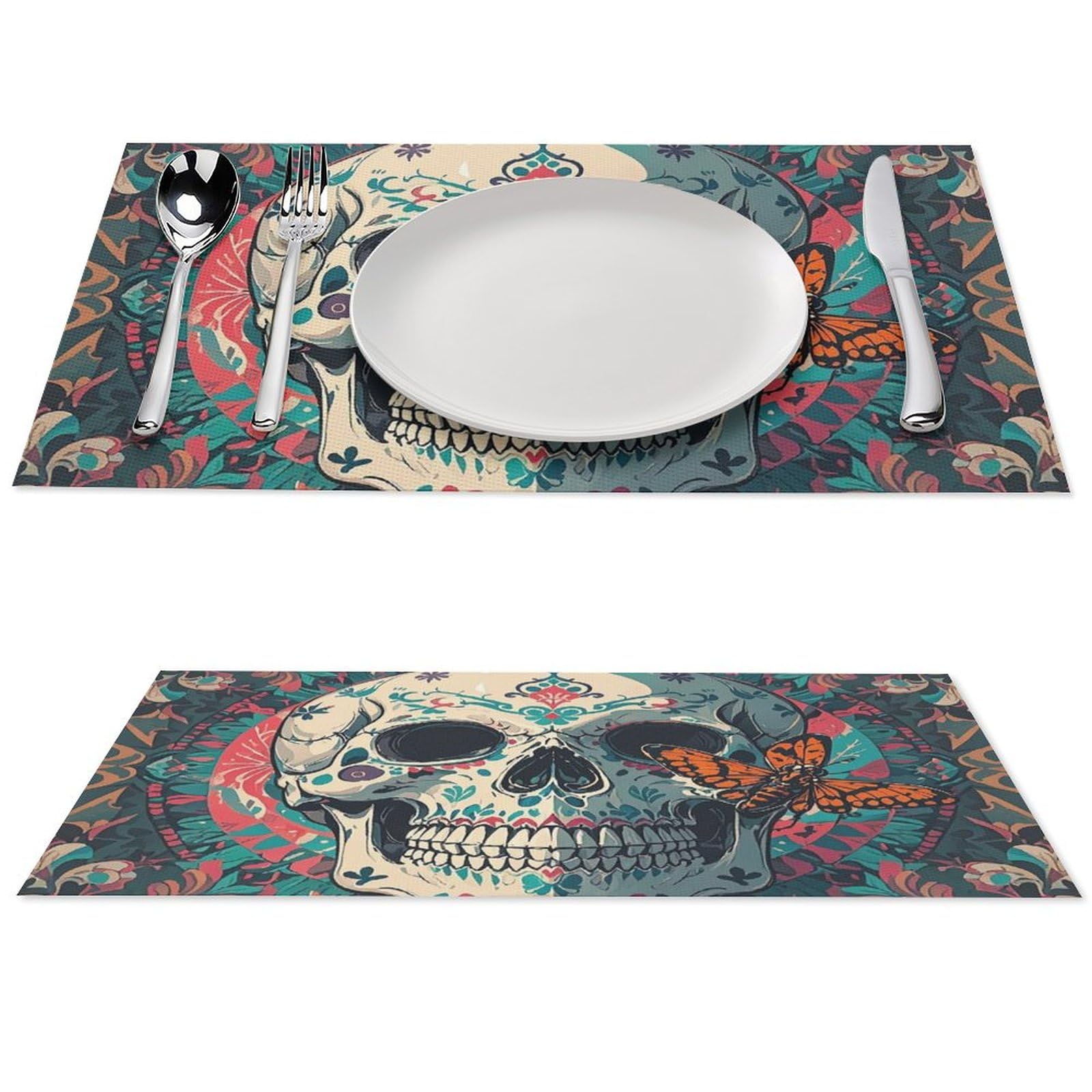 Set de table durable en PVC tressé motif squelette haute résistance thermique