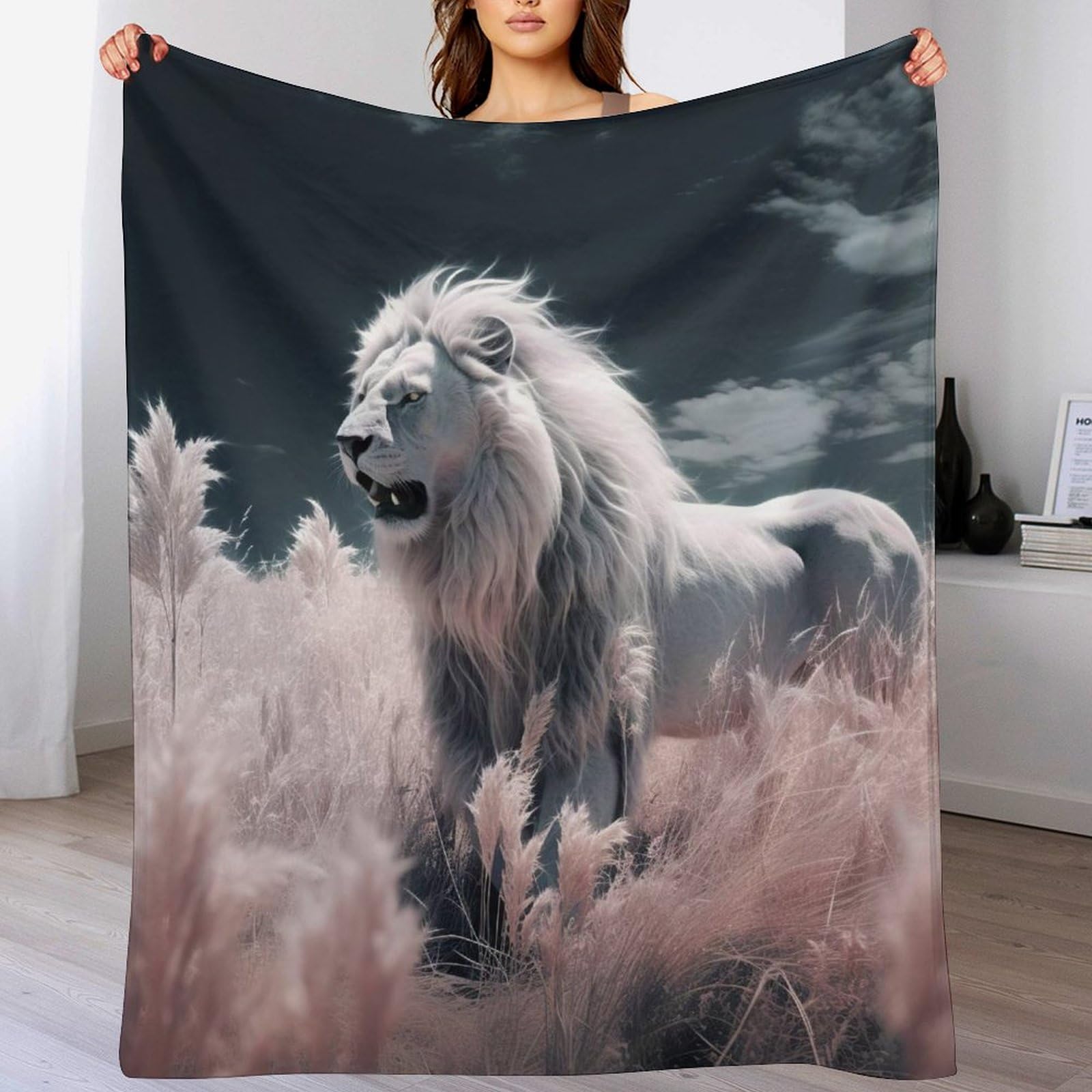 Couverture lion plaid doux et chaud idée cadeau originale pour anniversaire et noël