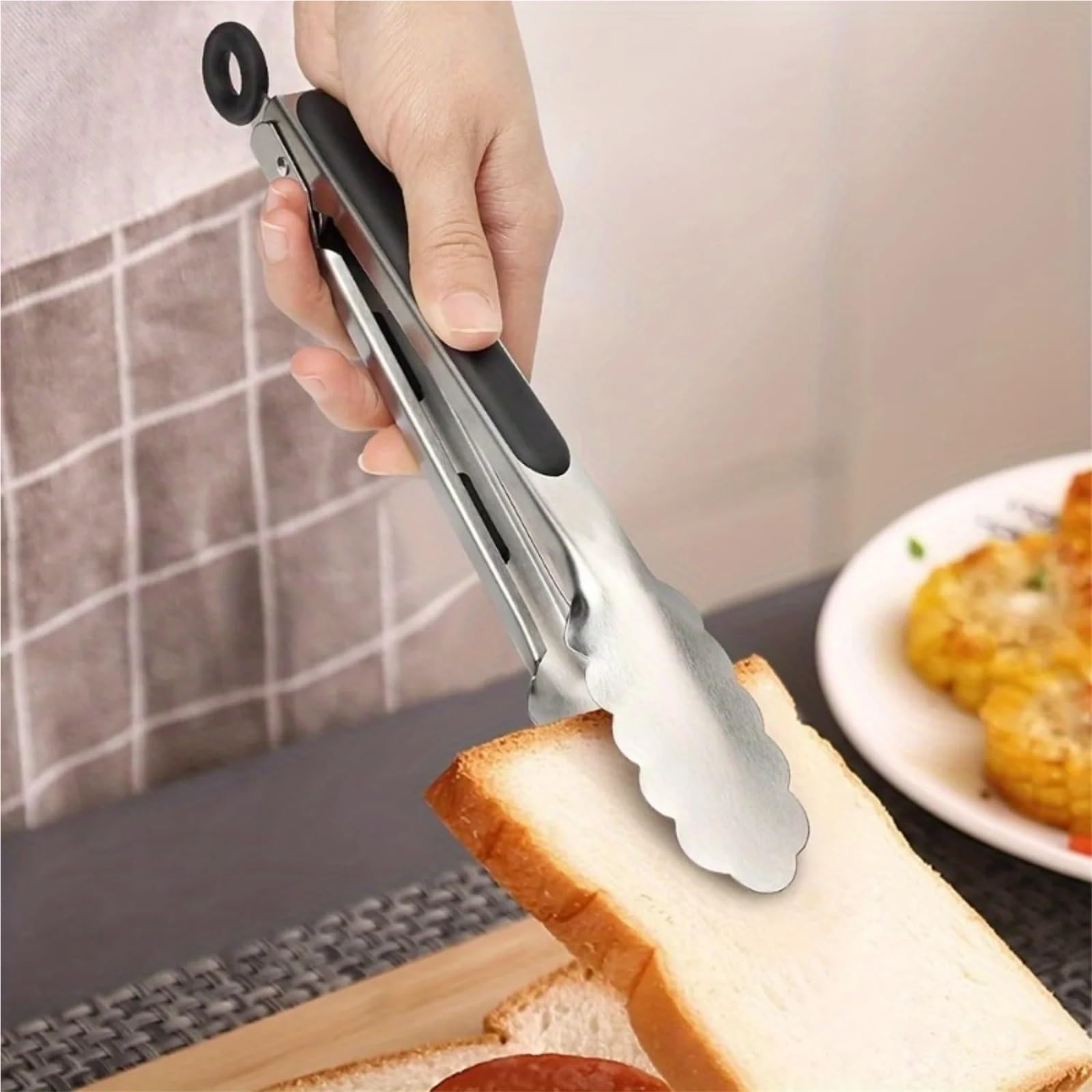 Pince Cuisine Ensemble de pinces de cuisine en acier inoxydable, poignées en Silicone, conception de verrouillage, poignées antidérapantes, pinces alimentaires, 2 pièces/ensemble
