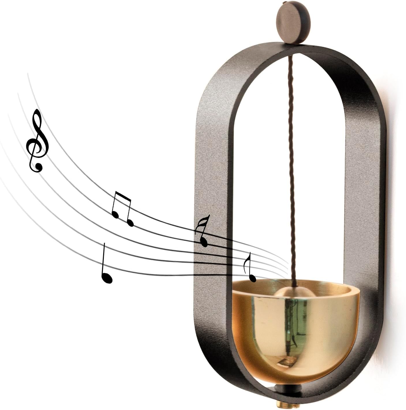 Door Chime for Entrance,Decoration Doorbell,Bell with Handmade Doorbell,Wood with Brass Bell,Welcome Doorbell, Shop Owner, Doorbell for Decoration, Front Door, Indoor, Outdoor Shop Bell (Dark Grey)