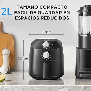 Midea Air Fryer 2L, Oil-Free Air Fryer, 10 Automatic Programs, Timer, Auto Shut-off Function, Easy to Clean, BPA Free, 1150W, Black