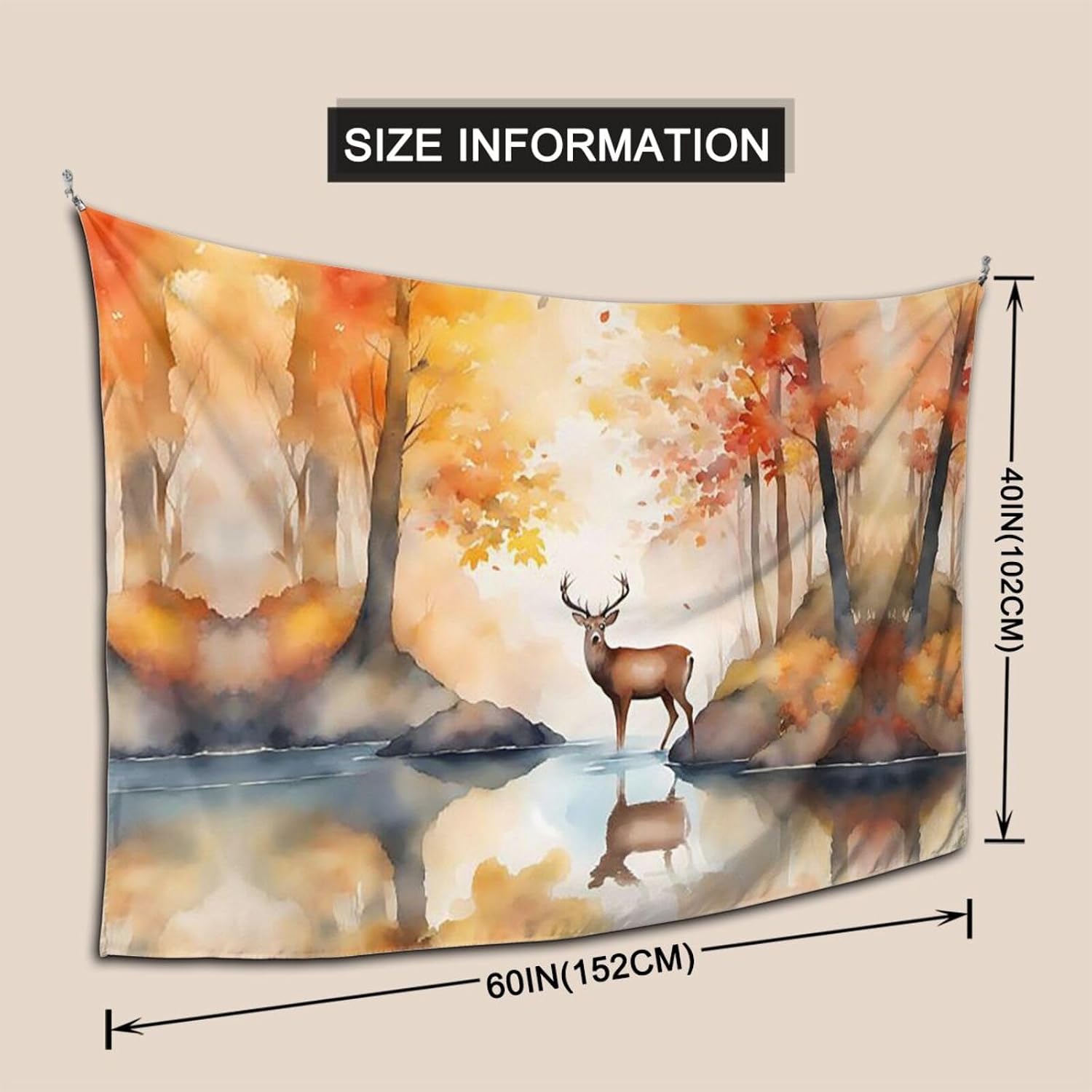 HCVXBSA Custom Tapestry for Room Decor - Unique Personalized Wall Hanging, Perfect for Bedroom, Dorm, and More - Trippy, Boho, Gothic, Anime, and More AutumnDeerReflection image 5