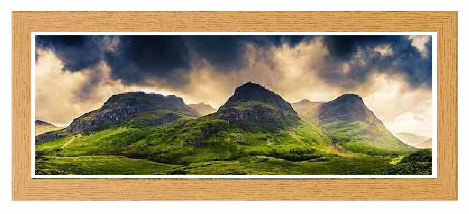 Flat Photo Frames Panoramic Picture Framers Real Wood Poster Frames Oak 30cm x 100cm Acrylic Glass Wall Decoration Frames