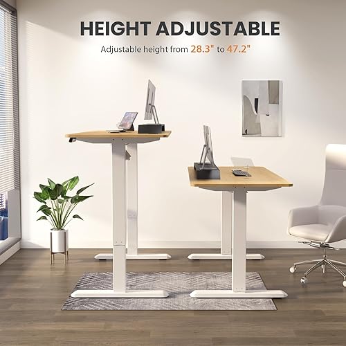 Miniatura 3 de Escritorio eléctrico de pie ajustable, escritorio de 48 x 24 pulgadas, escritorio de altura ajustable con 4 ajustes preestablecidos de memoria para