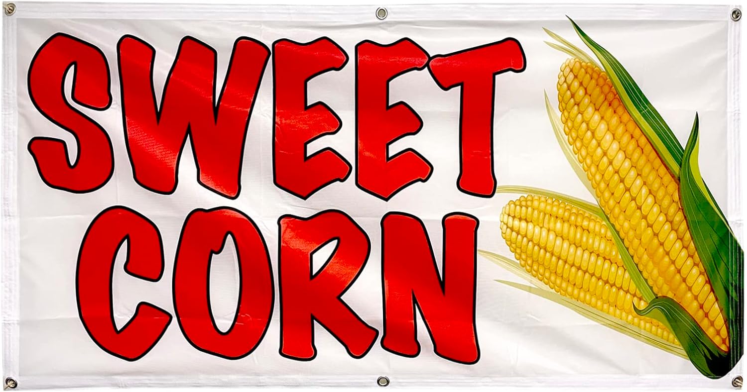 4 Less Co 2x4 Feet SWEET CORN Banner Sign With Grommet Polyester Fabric - wb