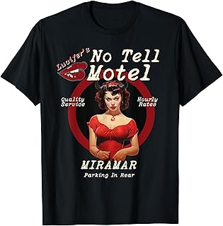 She Devil MIRAMAR No Tell Motel Retro Hourly Rates Hotel T-Shirt