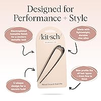Vista 4 de Kitsch - Horquilla francesa de metal para mujer, accesorios elegantes para el cabello, para moños y giros franceses, diseñado para un ajuste seguro