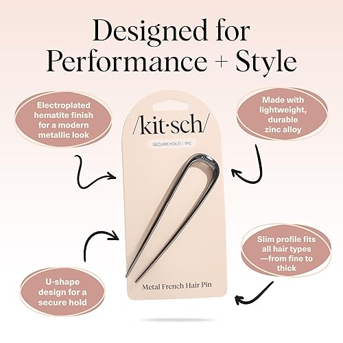 Miniatura 4 de Kitsch - Horquilla francesa de metal para mujer, accesorios elegantes para el cabello, para moños y giros franceses, diseñado para un ajuste seguro