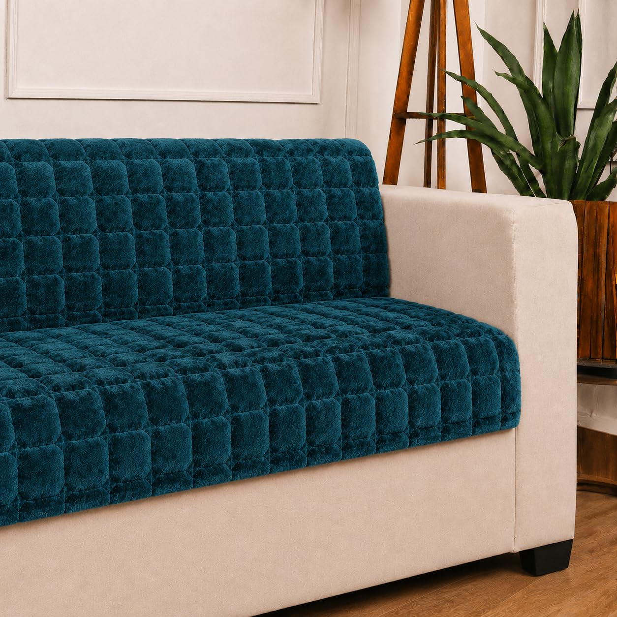 STITCHNEST 'Haven Soft Series' 2 Seater Sofa Cover | Full Coverage Sofa Cover| Premium Velvet Fabric, Washable & Durable Furniture Cover for Modern Living Rooms