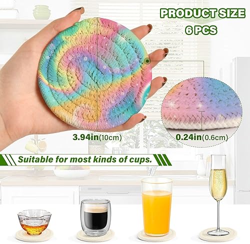Miniatura 3 de Drink Coasters Set with Holder Set of 6 Drink Coasters for Home Coffee Table Coasters Porta Vasos para Mesas Beautiful Colorful Design Glitter