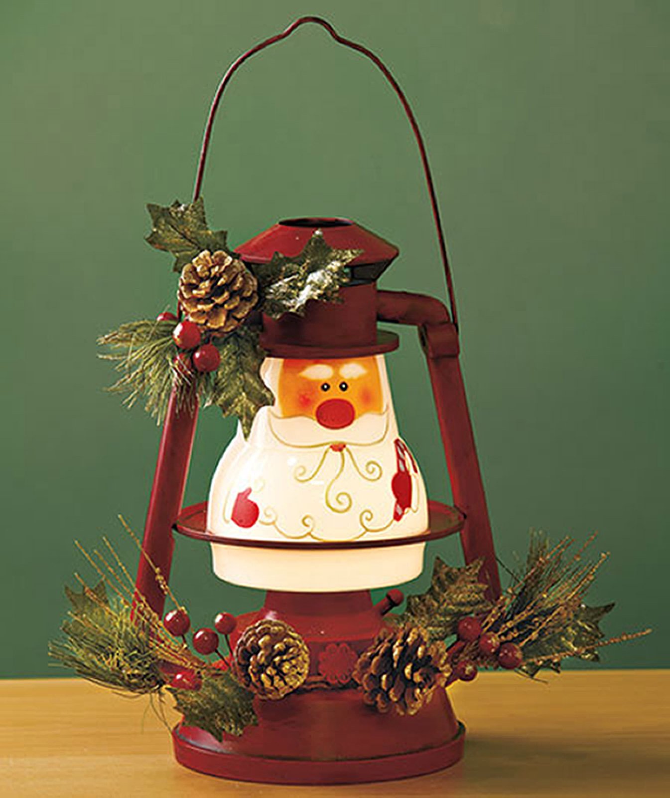 Seasonal Lighted Santa Lantern Home Decor