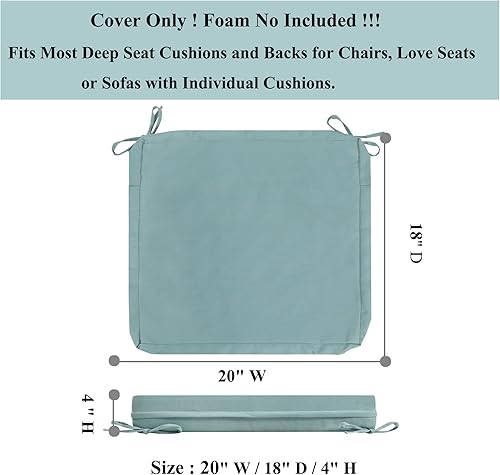 Miniatura 3 de FUNHOME Paquete de 2 fundas de cojín para sillas de exterior, sin relleno. Fundas de cojín de repuesto para patio de 20 x 18 x 4 pulgadas,