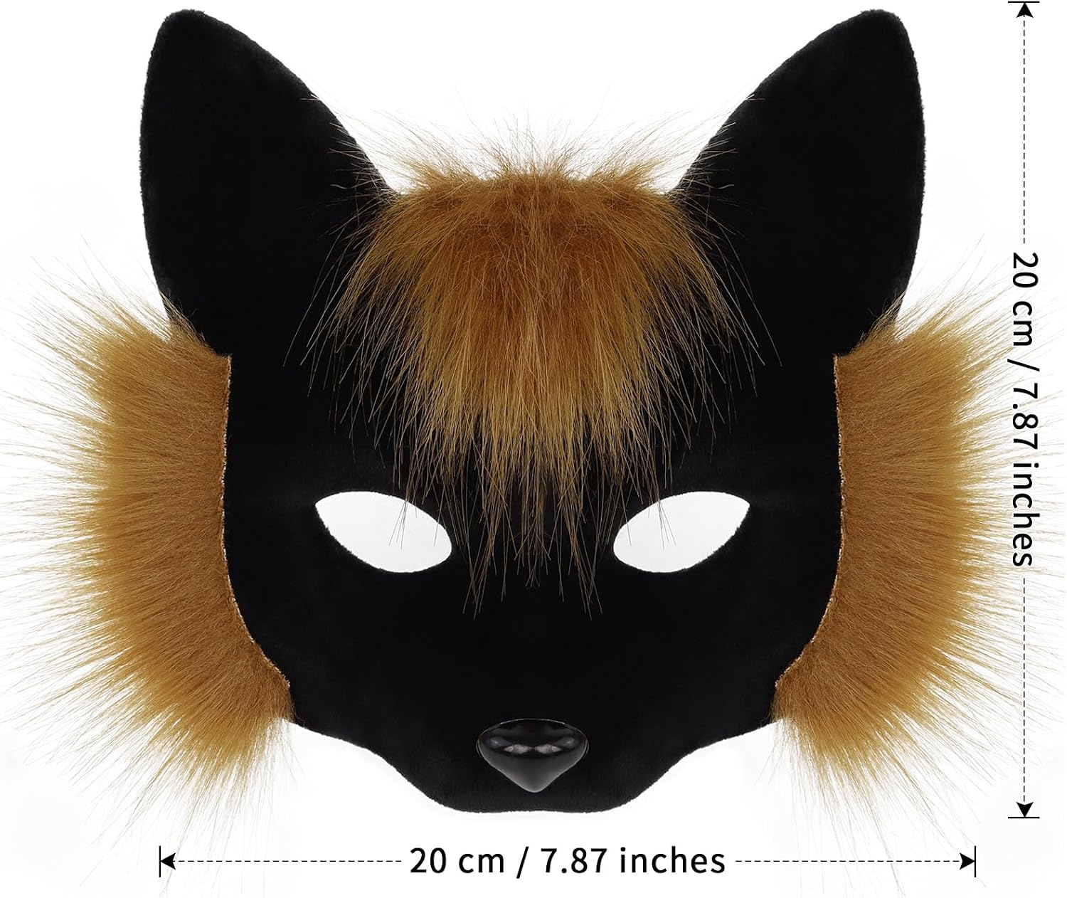 HAOAN Faux Fur Half Face Mask Paw Gloves Wolf Fox Tail and Leather Necklace Set Costume for Halloween Cosplay Party image 3