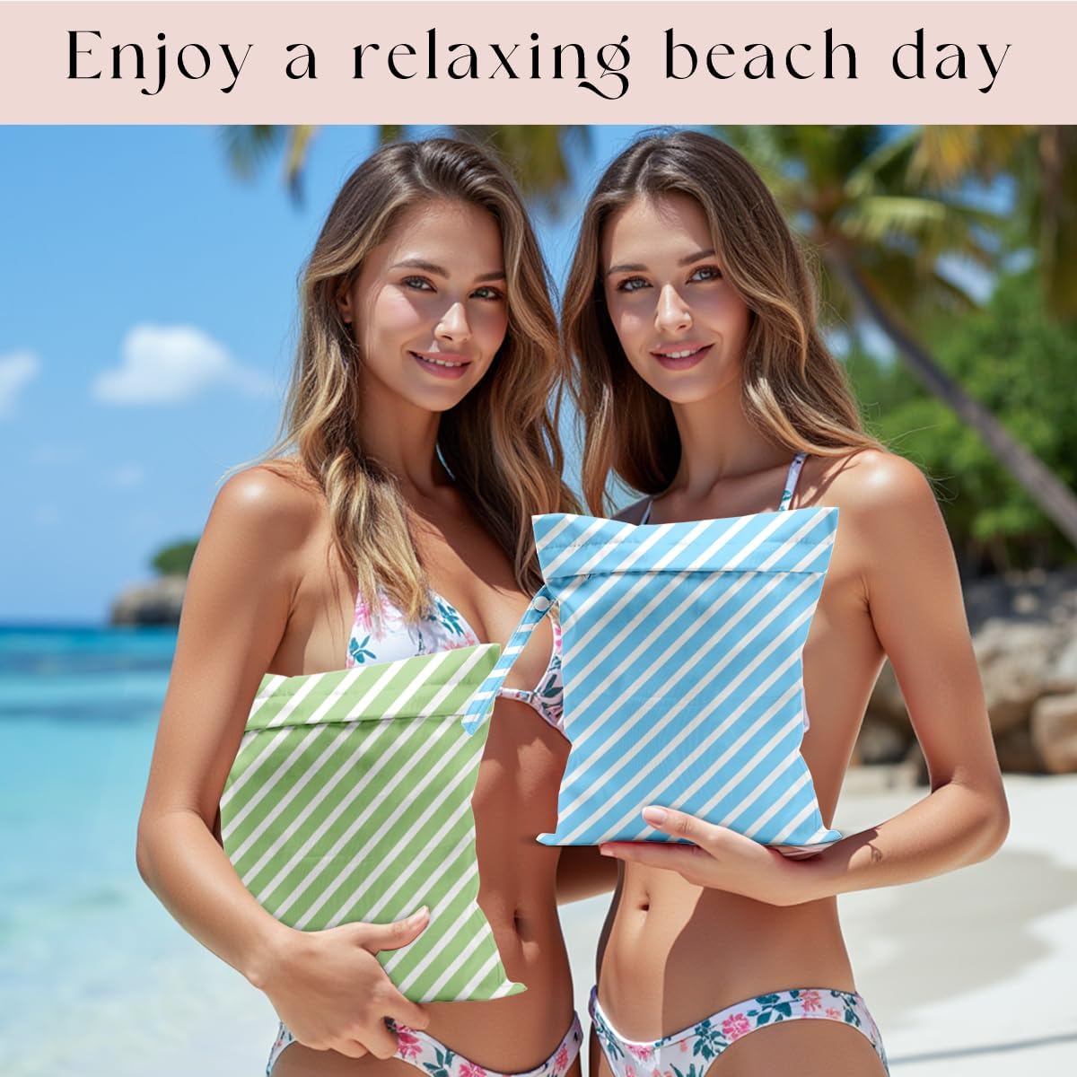 Swimsuit Bag Wet Bags for Travel Reusable Waterproof Dry Bags Diaper Bag Blue Green Diagonal Wet Bag for Swimsuit Towels Beach Gym 10.2×12.6 Inches
