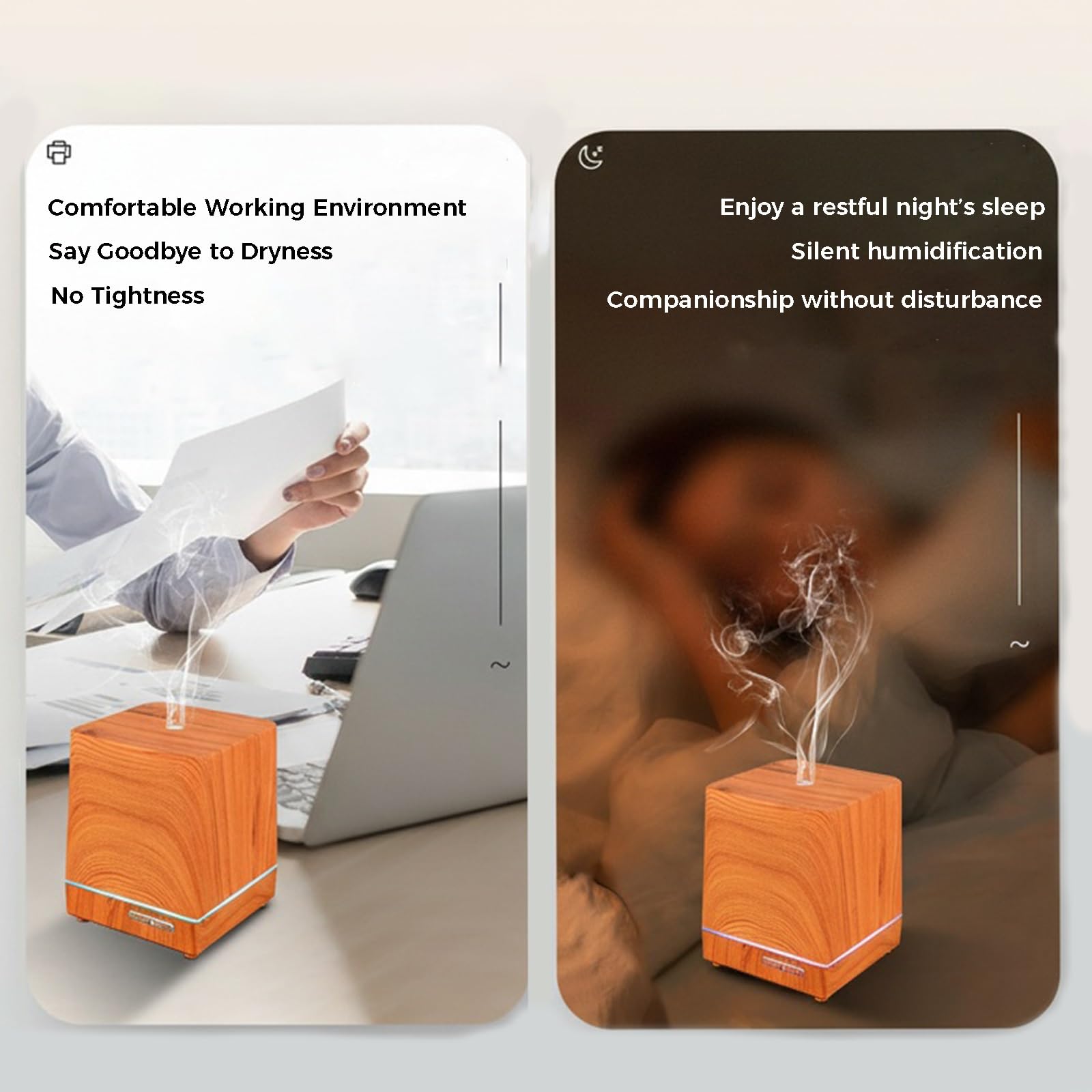 Diffusore Di Oli Essenziali Umidificatore Con for Uso Interno Domestico | Nebbia Fredda Con Timer Remoto Spegnimento Automatico 2 Modalità Di Nebbia For La Scrivania Dell'ufficio(Light wood grain)