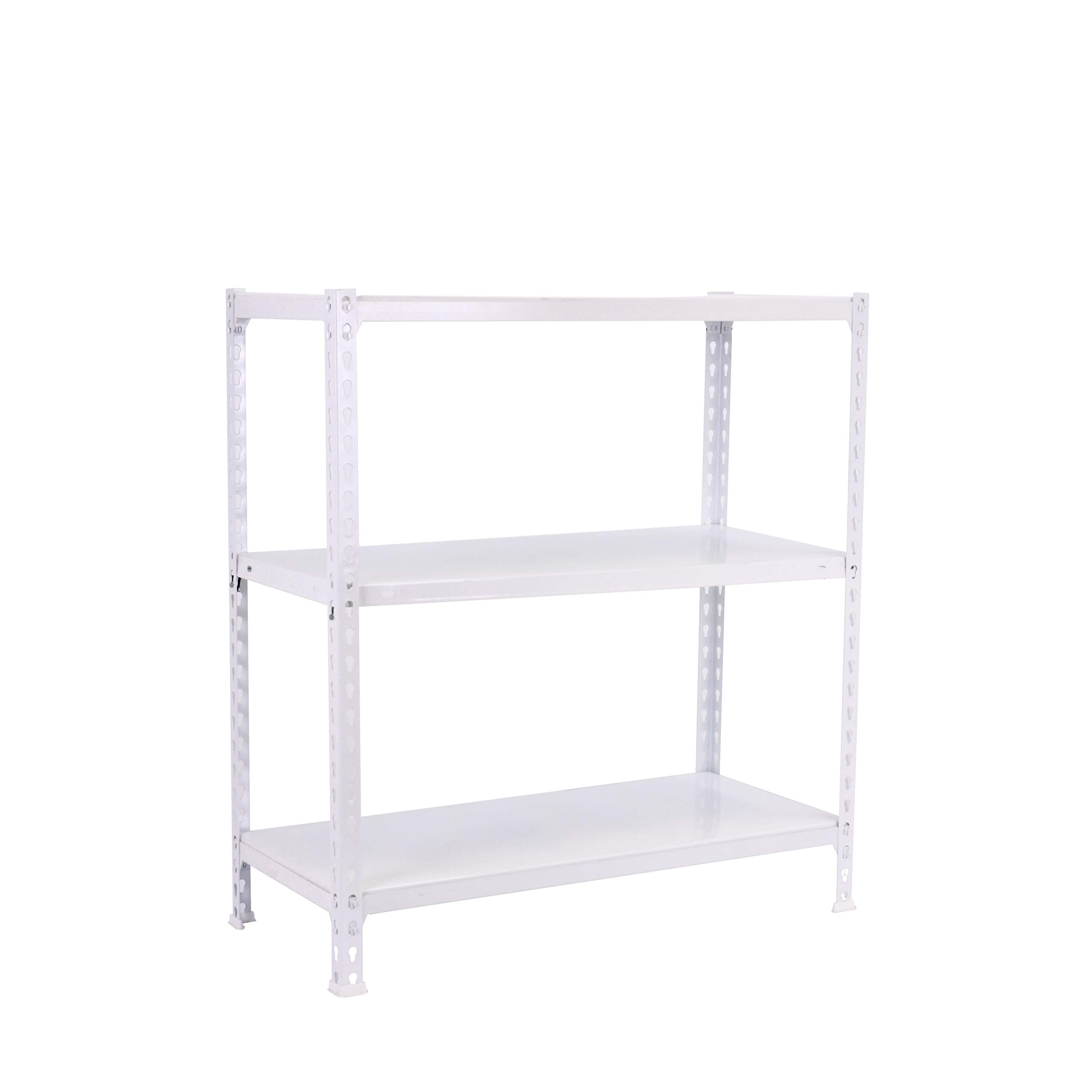 Simon Rack Estantería Metálica, 90x100x40 cm, 3 Alturas, Bandeja Metal, 70 kg de Punto Flexión, Estanterías Almacenaje, Blanco - Ecoclick