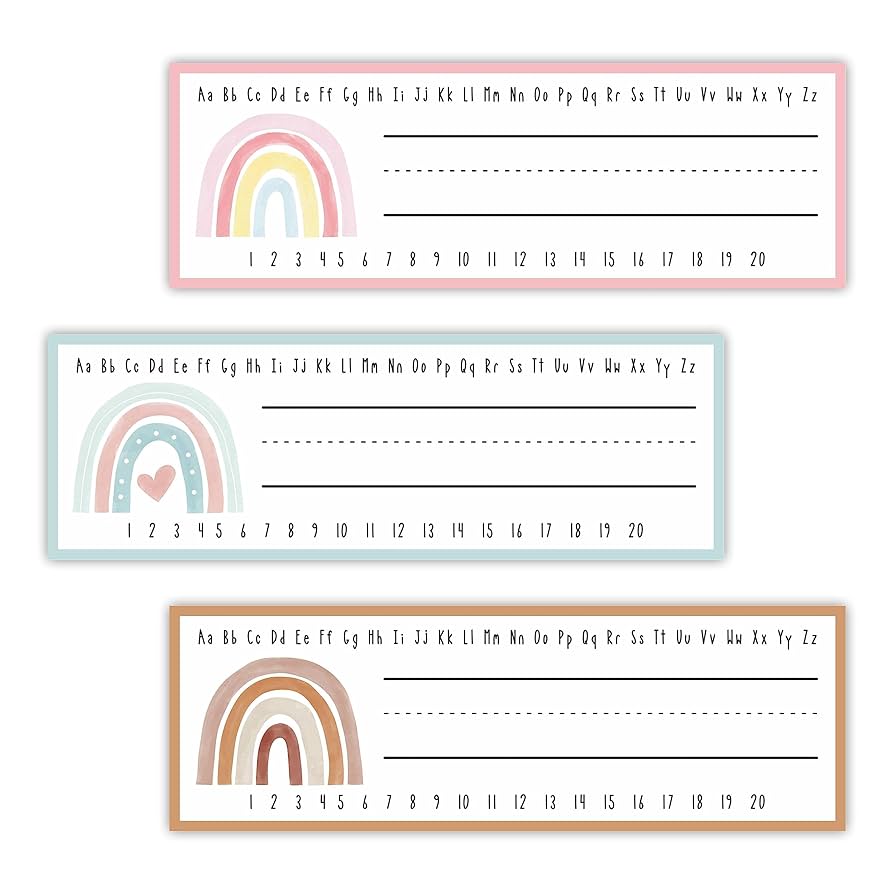 Amazon.com: 30 Name Tags Labels - Boho Rainbow Self Adhesive Name Plates, Desk Label, Locker Stickers for Classroom School, Student, Teacher Decorations & Supplies - A01 : Office Products for Locker Name Tags Printable Free