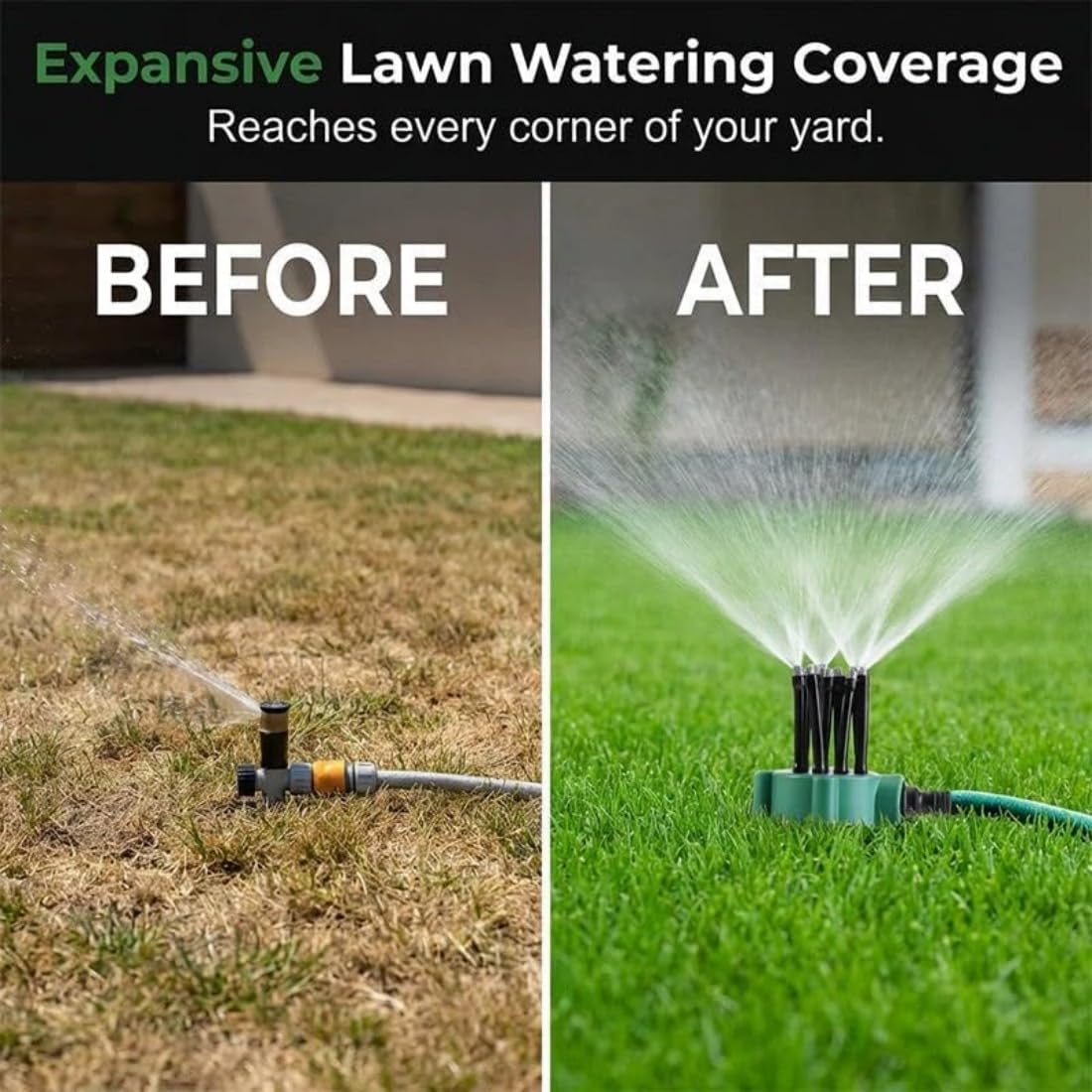 Irrigatore per Prato e Giardino con 12 Tubi Flessibili - Irrigatore Rotante a 360°, Sistema di Irrigazione di Precisione per Prati, Aiuole, Orto, Patio e Piccoli Giardini (5)