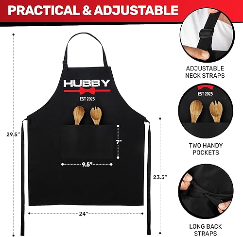 Miniatura 5 de Prazoli Products Juego de delantales Mr Mrs - Regalos de compromiso, regalos de boda y despedida de soltera para pareja (Hubby & Wifey Est 2025,