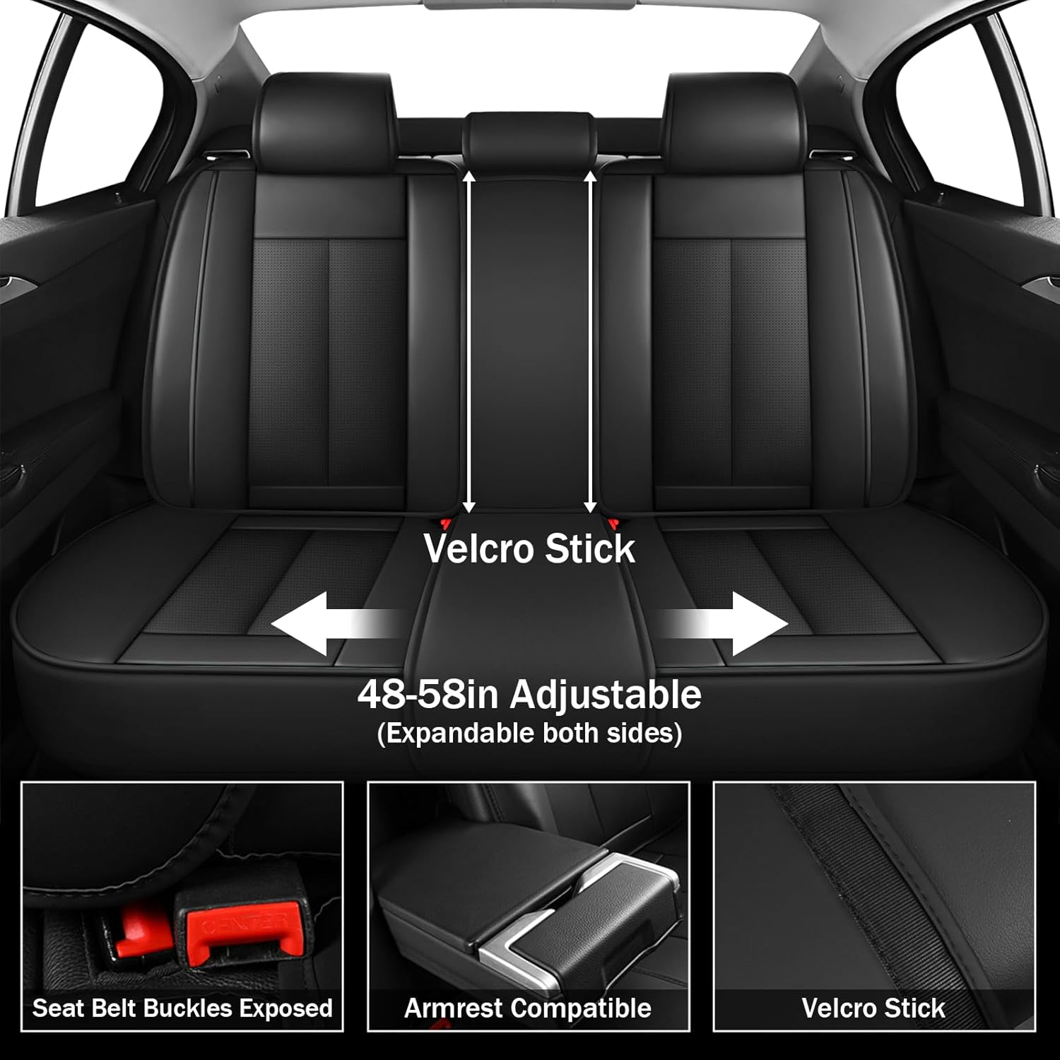 Car Seat Covers Full Set for Subaru Crosstrek 2016-2026,Waterproof Faux Leather Seat Protector, Split Bench Compatible, Breathable Auto Accessories Universal Fit SUV Sedan(Black,5 Seat)