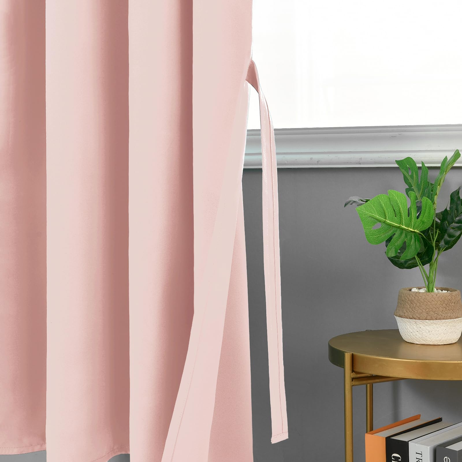 JIUZHEN Blackout Curtains with Ruffle Tape, Opaque Curtains, Living Room Curtains, Bedroom, Thermal Curtain, Pink - Image 3