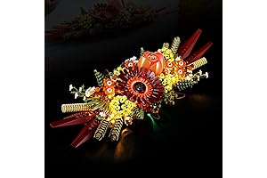 Dried Flower LEGO Centerpiece Enhanced by Light Kit