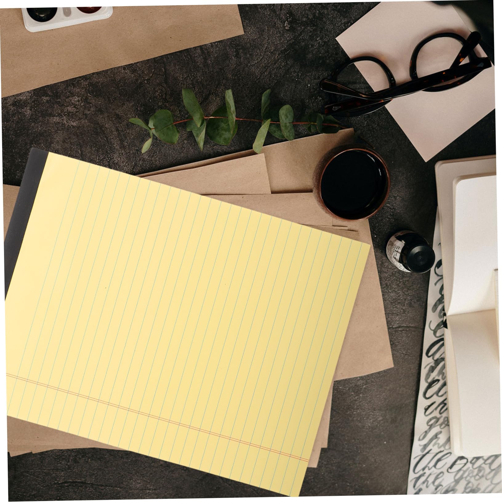 Uonlytech Blocchi per Note A4 Gialli 6 Pezzi Pagine a Righe e Design Strappabile in Pasta di Legno, Quaderno per Studenti e Professionisti, per Ufficio e Journaling
