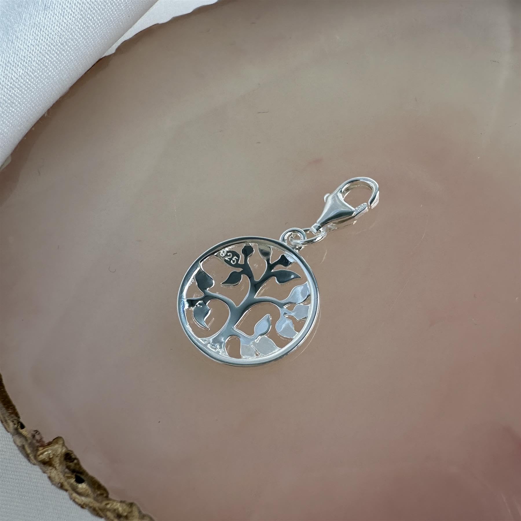 Charm Arbre en Argent 925/1000 Attache Mousqueton