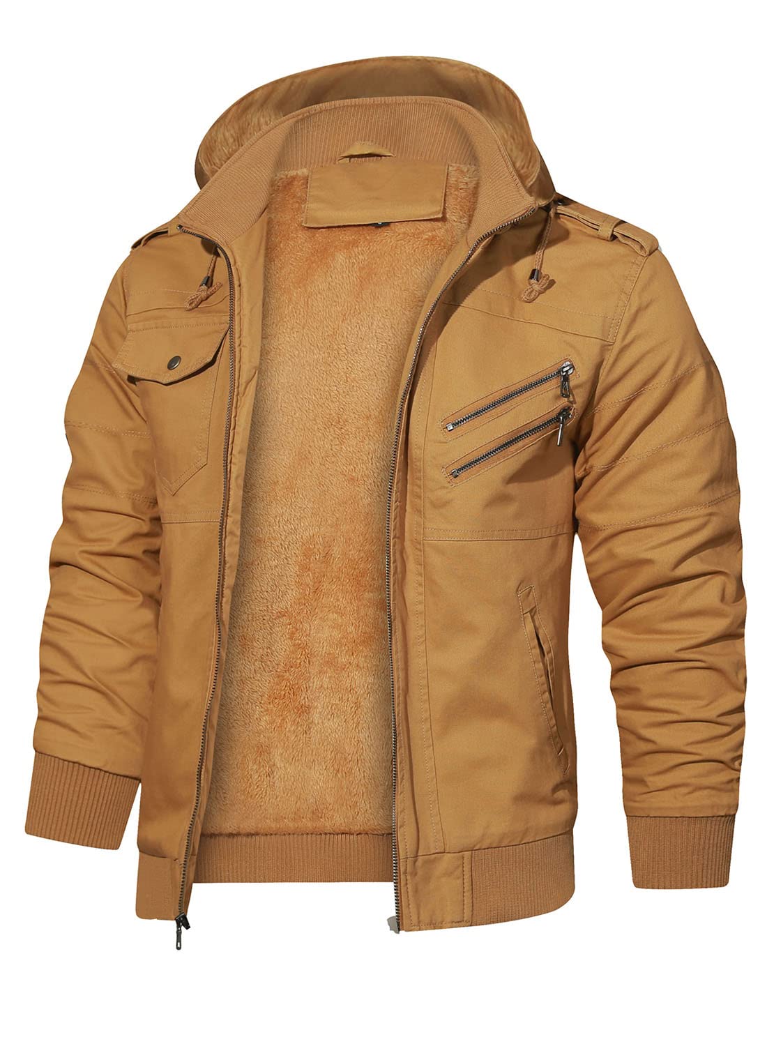 HOOD CREW Herrenjacken Winter Thicken Fleece gefütterte Oberbekleidung Taktische Militär Cargo Jacke mit Kapuze