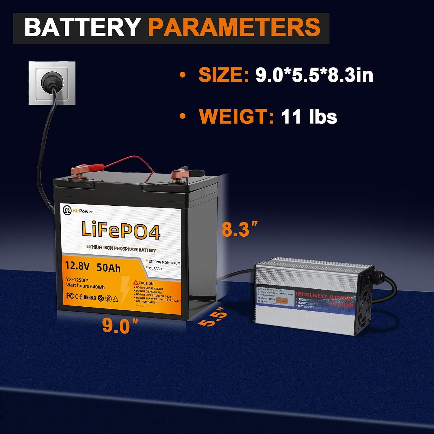 12V 50Ah LiFePO4 Lithium Trolling Motor Battery, 50A BMS, 10 Years Lifetime,5000+ Cycles Output Power 640W, Perfect for RV, Boat Marine Trolling Motor Camping