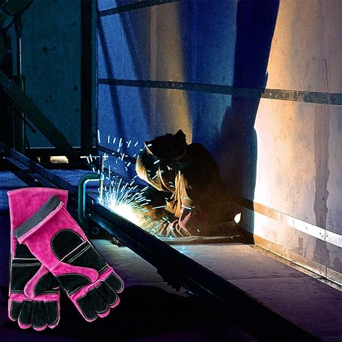 Miniatura 16 de Guantes de cuero para soldadura/barbacoa, 16 pulgadas, 932℉, guantes de soldadura resistentes al calor/fuego, guantes para horno, parrilla