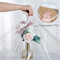 Vista 3 de LUSHVIDA - Mantel ajustable de vinilo para mesa redonda, impermeable y con borde elástico, mantel de plástico