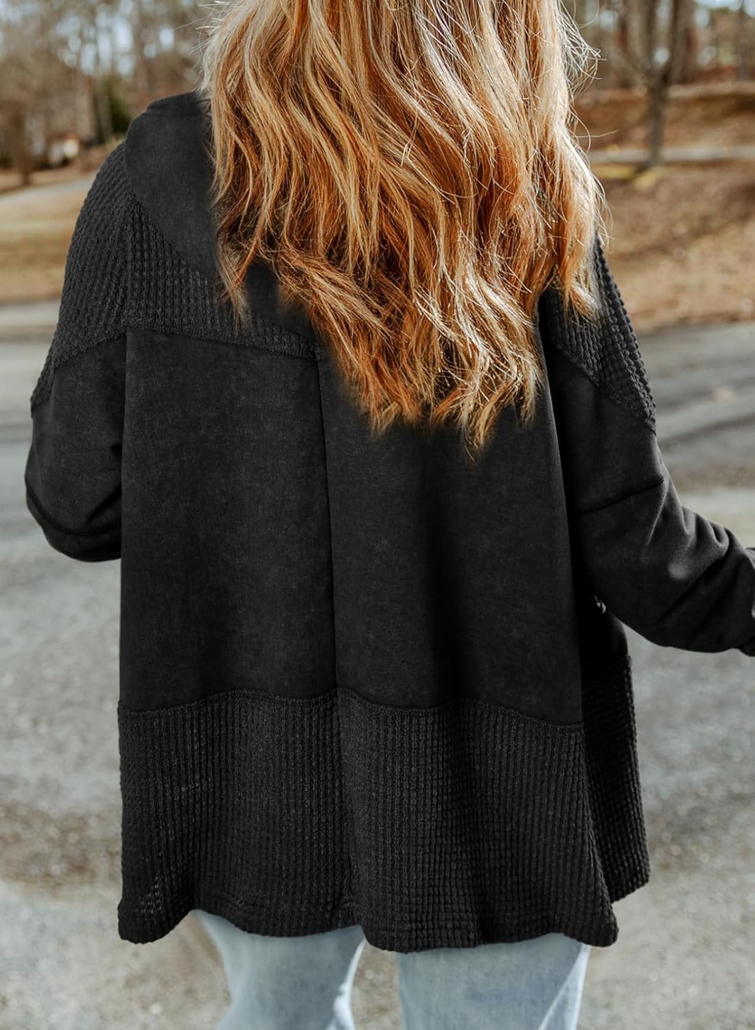 Dokotoo Waffle Knit Womens 2025 Hoodies for Drawstring Trendy Lightweight Jackets Fall Zip Up Tops Outfits - Image 3