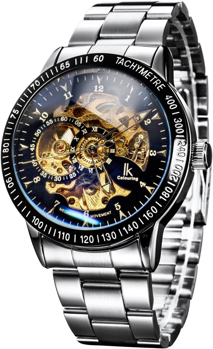 IK Automatic Watch Men Women Skeleton Glass Base