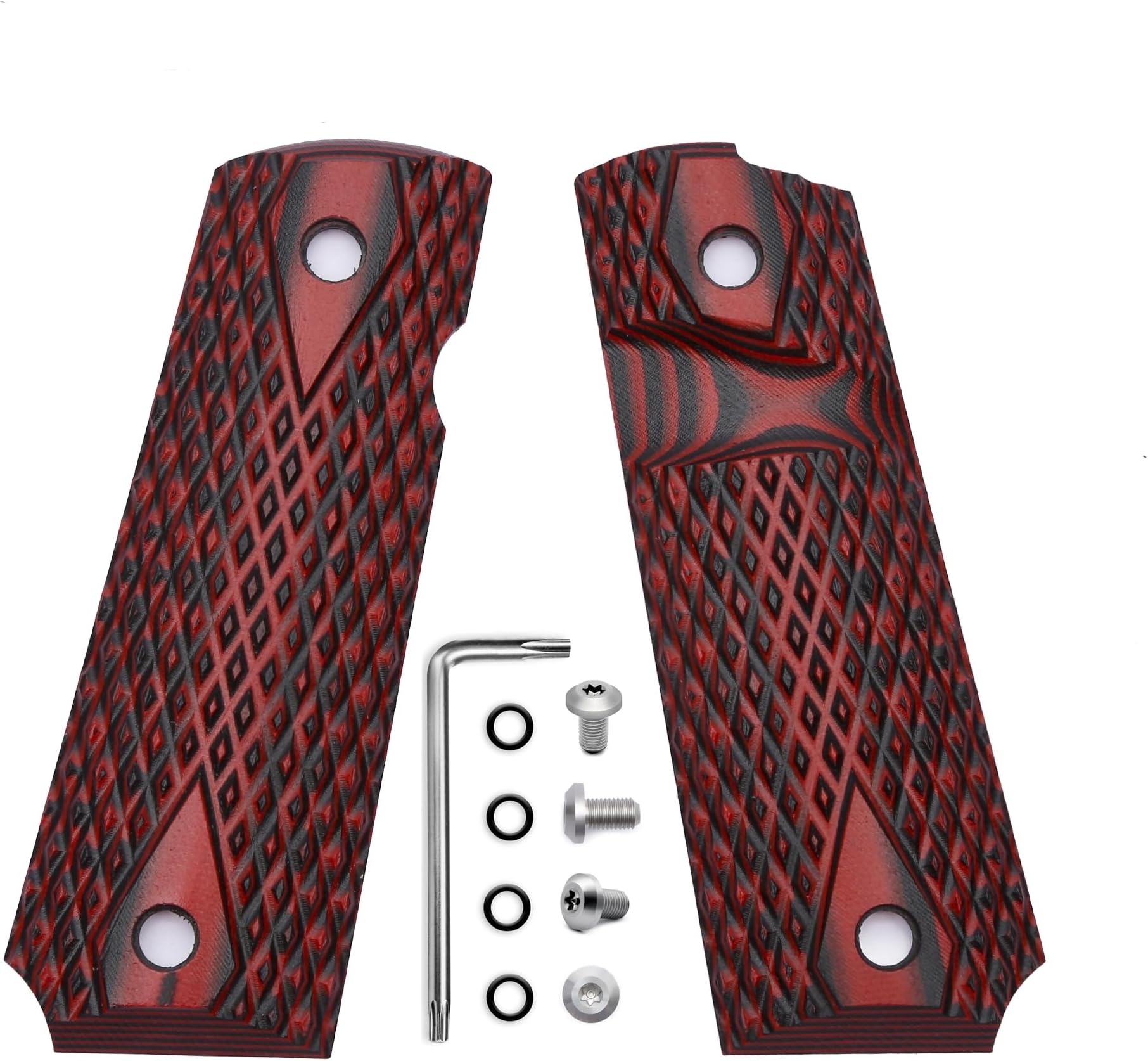Guuun G10 Grips for 1911 Full Size, Diamond Cut Big Scoop Texture Fit for Most Government Commander 1911 Pistol