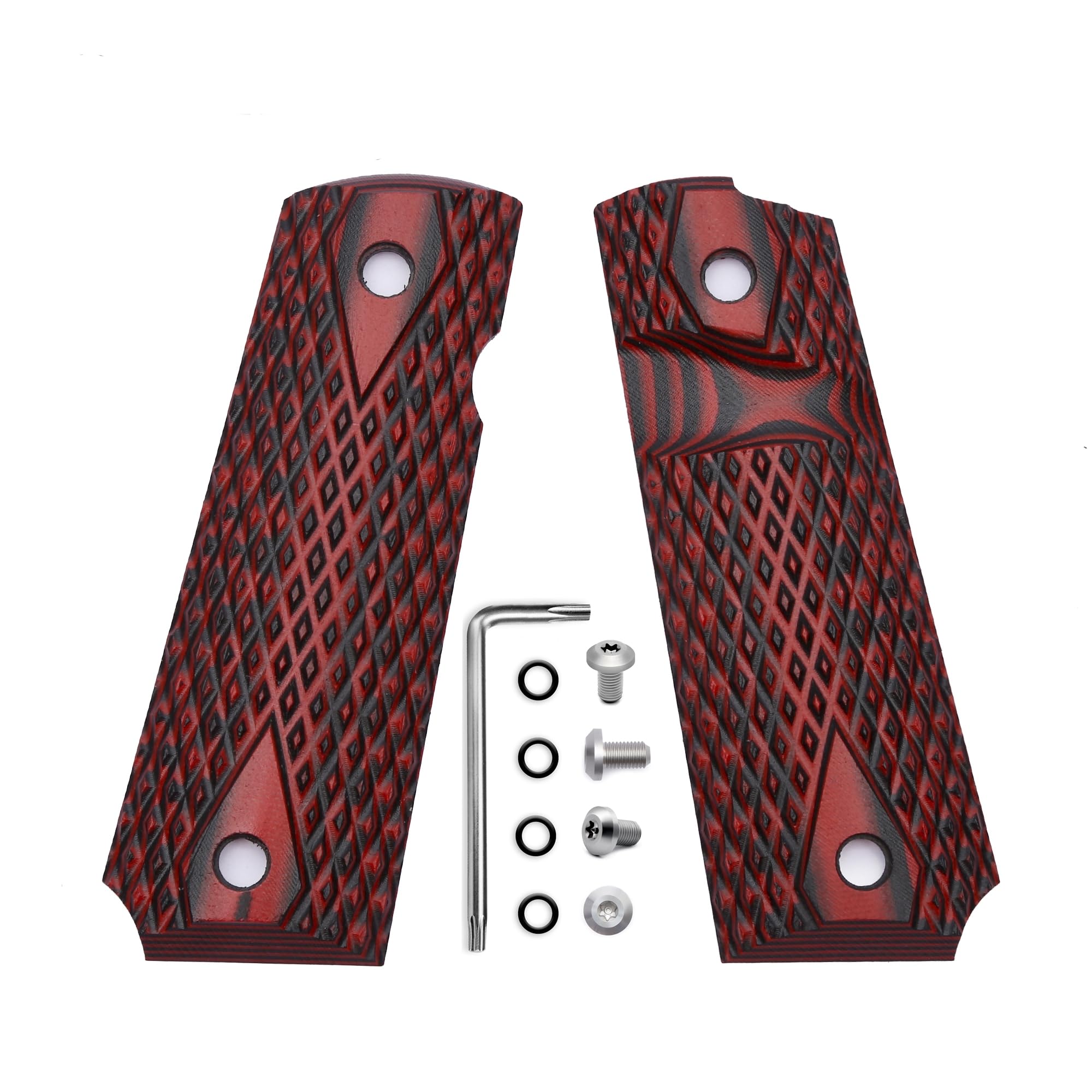 Guuun G10 Grips for 1911 Full Size, Diamond Cut Big Scoop Texture Fit for Most Government Commander 1911 Pistol